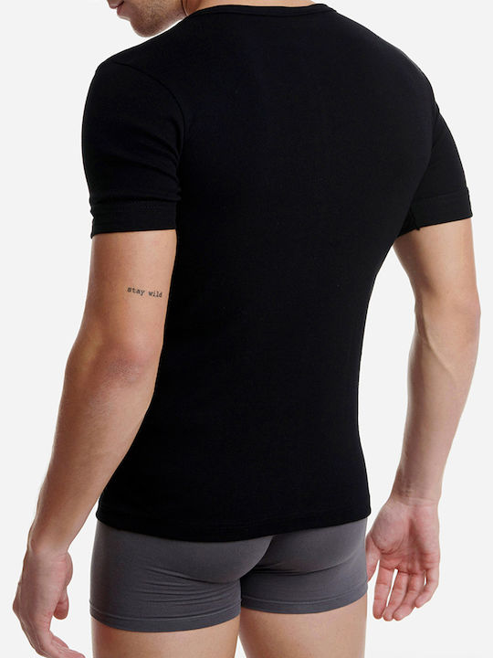 Men's Undershirts Short-sleeved in Black Color 2Pack