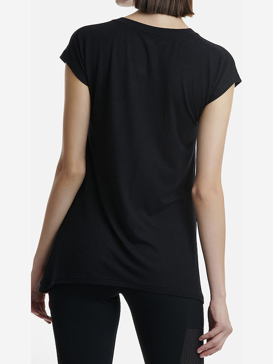 SugarFree Damen Sportlich T-shirt mit V-Ausschnitt Schwarz