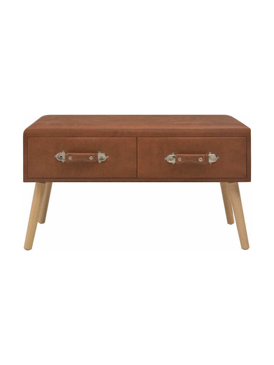 Stool Footstool With Storage Space Upholstered with Leatherette Coffee 80x40x46cm