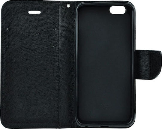 Fancy Brieftasche Synthetisches Leder Schwarz (Galaxy A6 2018)