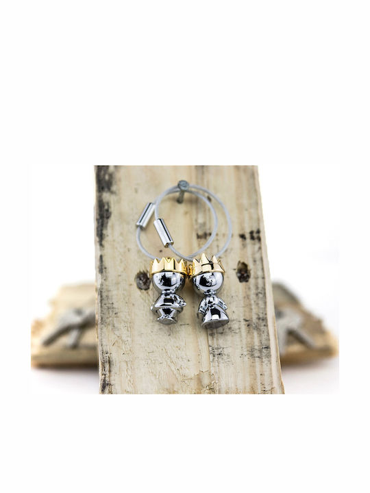 Troika Set Keychain Little King + Queen Metallic Silver 2pcs