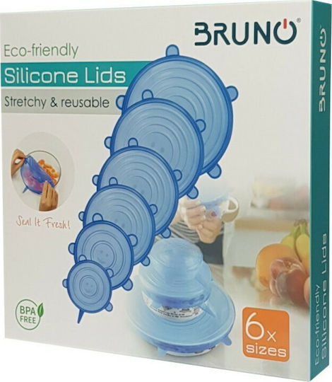 Bruno Container Cover made of Silicone in Blue Color BRN-0044 6pcs