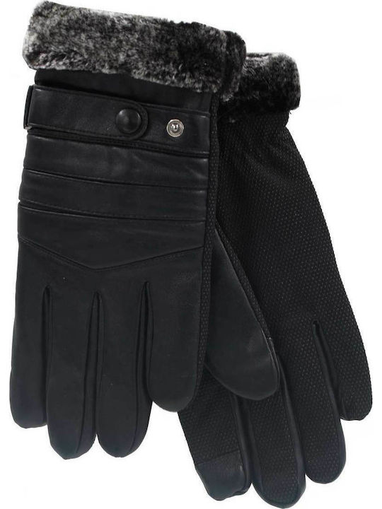 Verde Men's Touch Gloves with Fur Black 20-27