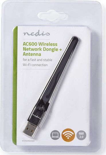 Nedis WSNWA600BK Αντάπτορας Δικτύου USB με Ασύρματη Σύνδεση Wi-Fi 600Mbps