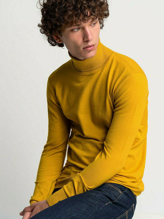 Tailor Made Knitwear Men's Long Sleeve Sweater Turtleneck Yellow