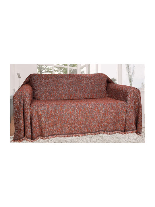 Mc Decor Malta Ριχτάρι Τετραθέσιου Καναπέ Chenille 180x350εκ. Κεραμιδί