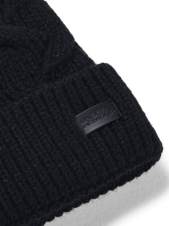 Around Town Pom Pom Beanie Unisex Σκούφος Πλεκτός σε Μαύρο χρώμα