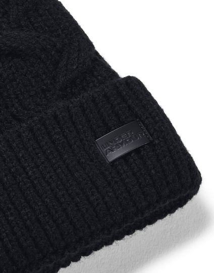 Around Town Pom Pom Beanie Unisex Beanie Knitted in Black color