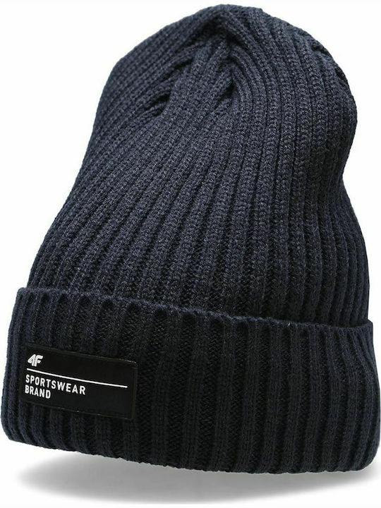 4F Beanie Männer Beanie mit Rippstrick in Schwarz Farbe