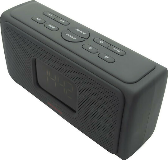 Aiwa Aiwa Digital Tabletop Clock LED Metal with Alarm Clock and Radio Black CRU-80BT