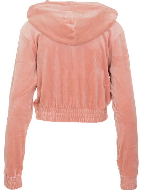 Aaral Gekürzt Damen Sweatshirt Samt Kapuzen Rosa
