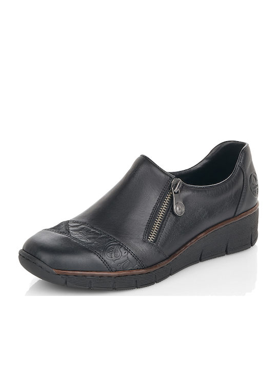 Ανατομικά Γυναικεία Slip-On Δερμάτινα Μαύρα