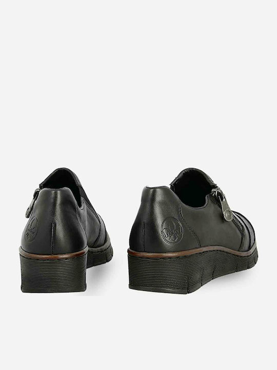 Ανατομικά Γυναικεία Slip-On Δερμάτινα Μαύρα