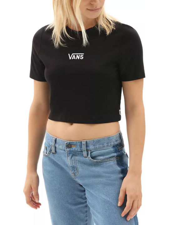 Flying V Γυναικείο Αθλητικό Crop Top Κοντομάνικο με V Λαιμόκοψη Μαύρο