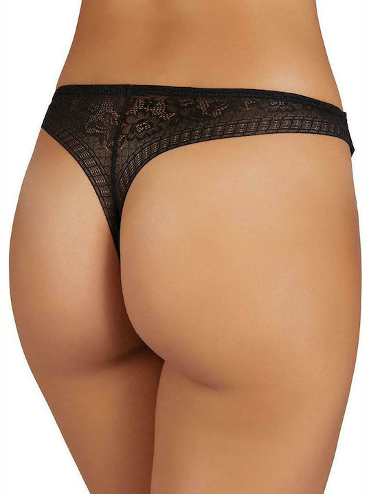 Ysabel Mora Women's String Seamless with Lace Black