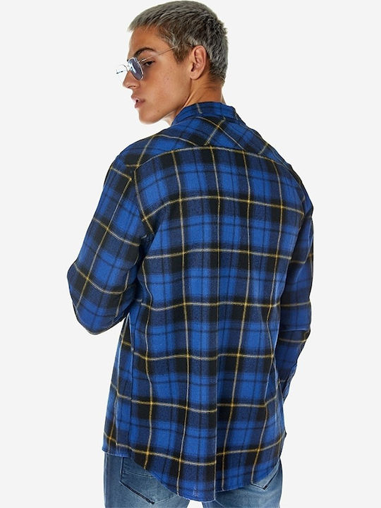 Brokers Jeans Men's Shirt Long Sleeve Cotton Checked Blue