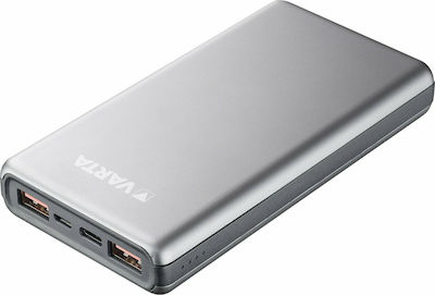 Varta Fast Energy Power Bank 15000mAh 18W с 2 USB-A порта и USB-C порт Бързо зареждане 3.0 / Power Delivery Сребрист
