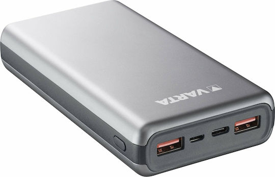 Varta Fast Energy Power Bank 20000mAh 18W cu 2 Porturi USB-A și Port USB-C Încărcare rapidă 3.0 Argint