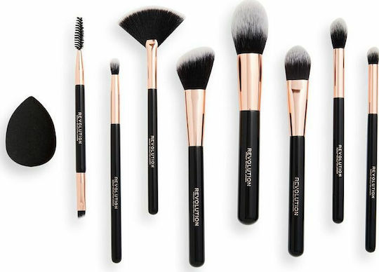 Revolution Beauty Professional Makeup Brush Set with Synthetic Bristle The Brightest Star Collection 9 Pieces