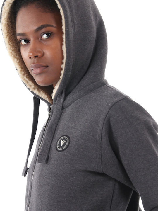 Damen Sweatshirtjacke Kapuzen Schwarz