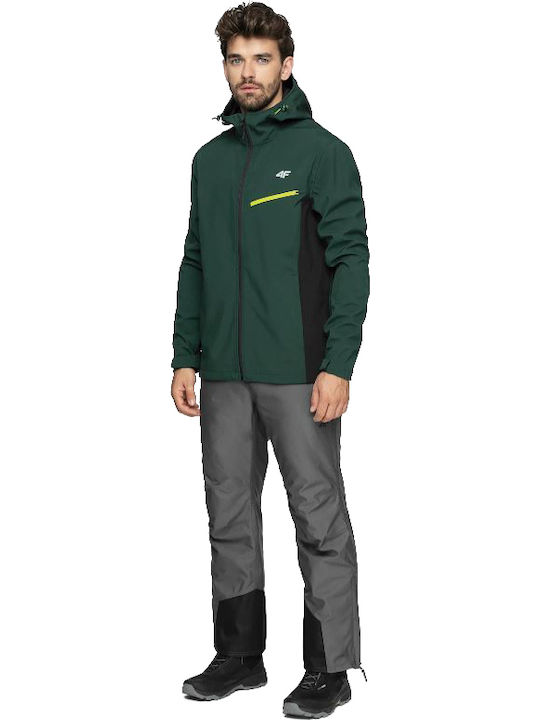 4F Men's Winter Softshell Jacket Waterproof and Windproof Green