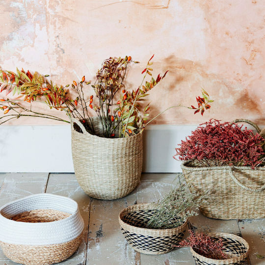 Sass & Belle Decorative Basket Wicker with Handles Kαφέ Woven 30x30x37.5cm