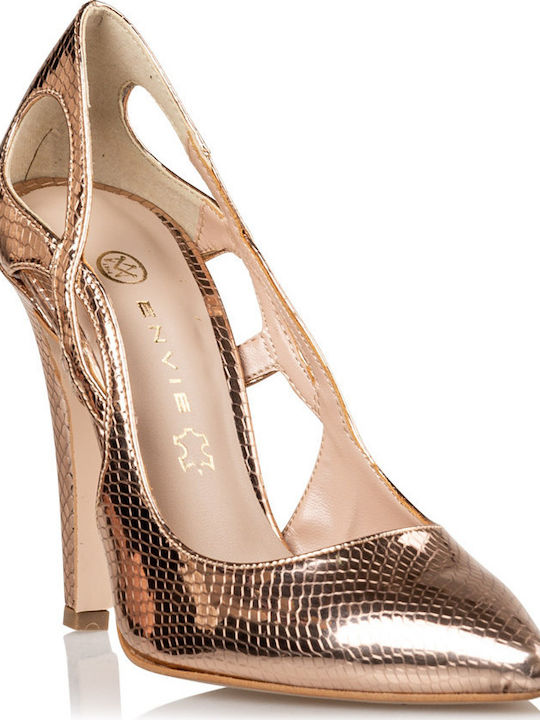 Envie Shoes Pointed Toe Stiletto Gold High Heels