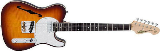 Vintage V72 ReIssued Ηλεκτρική Κιθάρα T Style με HS Διάταξη Μαγνητών Flame Tobacco Burst