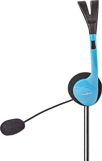 Nedis Chst100 On Ear Multimedia Headphone with Microphone 3.5mm Jack Blue