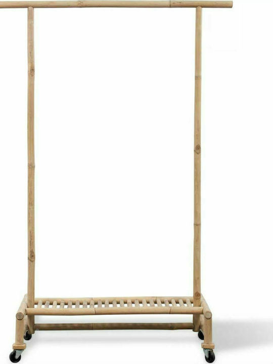 vidaXL Τροχήλατη Κρεμάστρα Δαπέδου από Bamboo Μπεζ 100x40x150cm