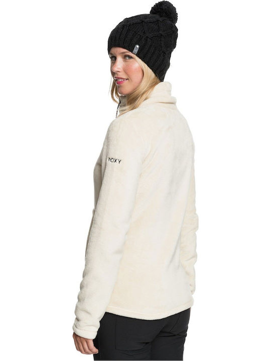Roxy Tundra Fleece Γυναικεία Ζακέτα με Φερμουάρ σε Λευκό Χρώμα