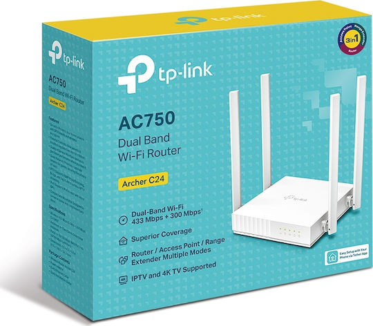 TP-LINK Archer C24 v1 Drahtlos Router Wi‑Fi 5 mit 4 Anschlüssen Ethernet