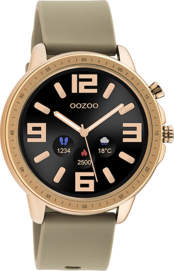 Oozoo Q00302 45mm Smartwatch με Παλμογράφο (Ροζ Χρυσό)
