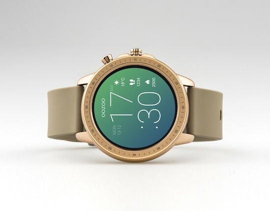 Oozoo Q00302 45mm Smartwatch με Παλμογράφο (Ροζ Χρυσό)