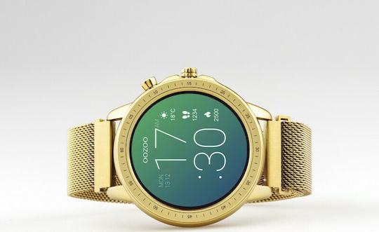 Oozoo Q00306 45mm Smartwatch με Παλμογράφο (Χρυσό)