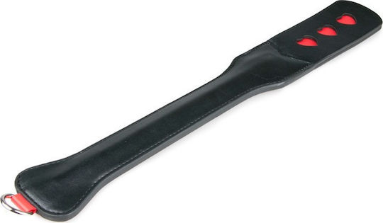 Easytoys Fetish Collection Long Leather Paddle with Heart Paddle in Black Color