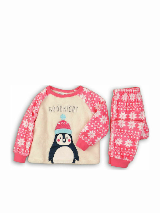 Minoti Set Top & Bottom Kids Winter Pyjamas Pink