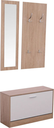 Entry Furniture with Mirror / Hanger / Shoe Rack & Bench 80x27x46.5cm