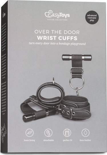 Easytoys Fetish Collection Over the Door Wrist Cuffs Door Restraint Set in Black Color