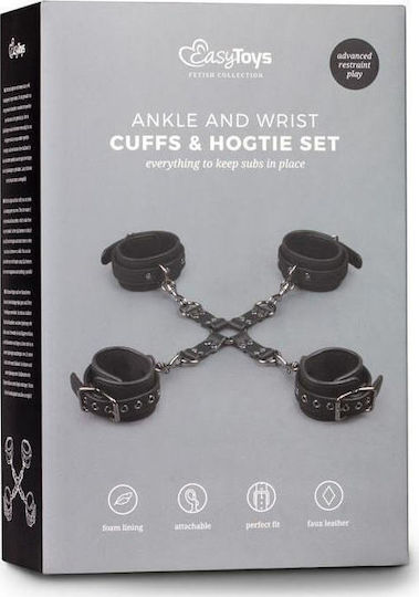 Easytoys Fetish Collection Hogtie with Hand & Anklecuffs Limb Restraint Set in Black Color