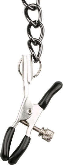 Easytoys Fetish Collection Leather Collar with Nipple Chains BDSM Kit in Black Color