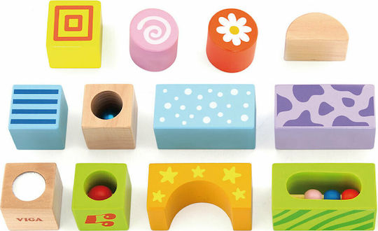 Viga Toys Stacking Toy Sensory Sound Blocks made of Wood with Sounds for 12++ Months