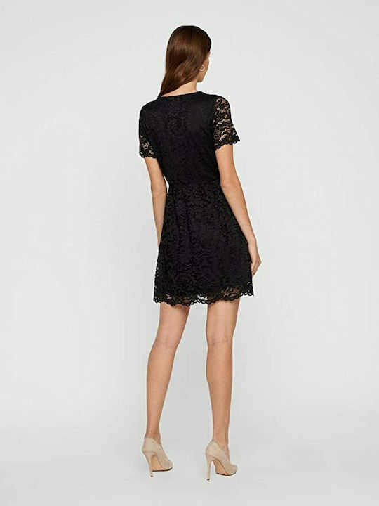 Vero Moda Mini Evening Dress Wrap with Lace Black