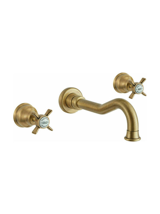 Bugnatese Princeton Set de mixere și guriță Încorporat pentru Lavabo 1 Ieșire Bronz 3 Găuri