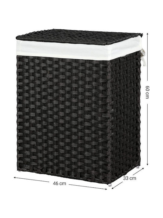 Songmics Laundry Basket Wicker Folding with Cap 46x33x60cm Black