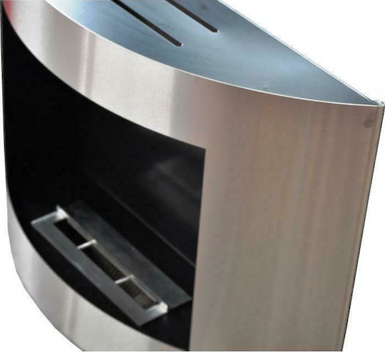 EcoHot Bio Oval Επιτοίχιο Τζάκι Βιοαιθανόλης Εσωτερικού Χώρου Ασημί 80x20x57cm