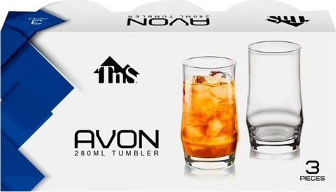 TnS Tumbler Σετ Ποτήρια Νερού από Γυαλί 280ml 3τμχ