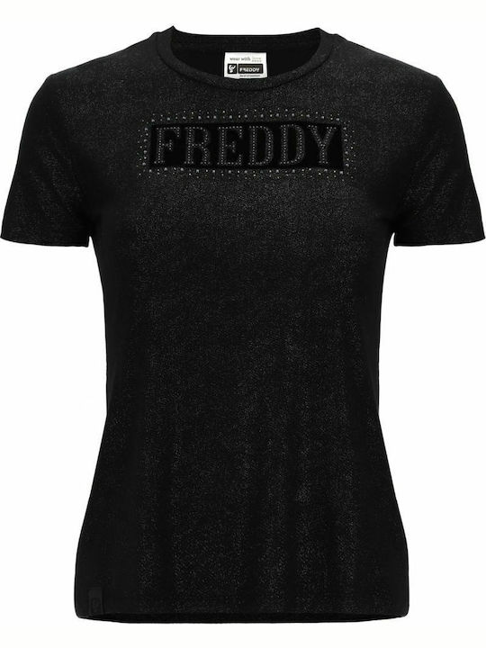 F0WALT2 Γυναικείο Αθλητικό T-shirt Πουά Μαύρο