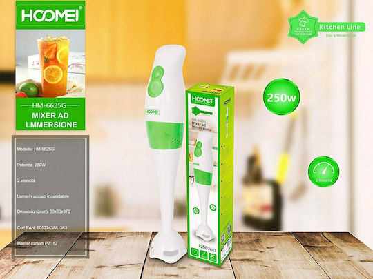 Hoomei Ραβδομπλέντερ με Πλαστική Ράβδο 250W Λευκό