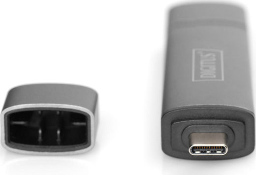 Digitus Card Reader USB 3.0 Type-C για SD/microSD Γκρι